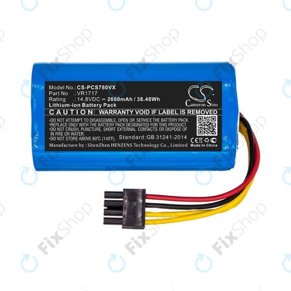 Bateria do Proscenic Cocoa Smart 780T, 790T, Summer P1s, P2s, VR1717, Li-Ion, 14,8V 2600mAh, HQ