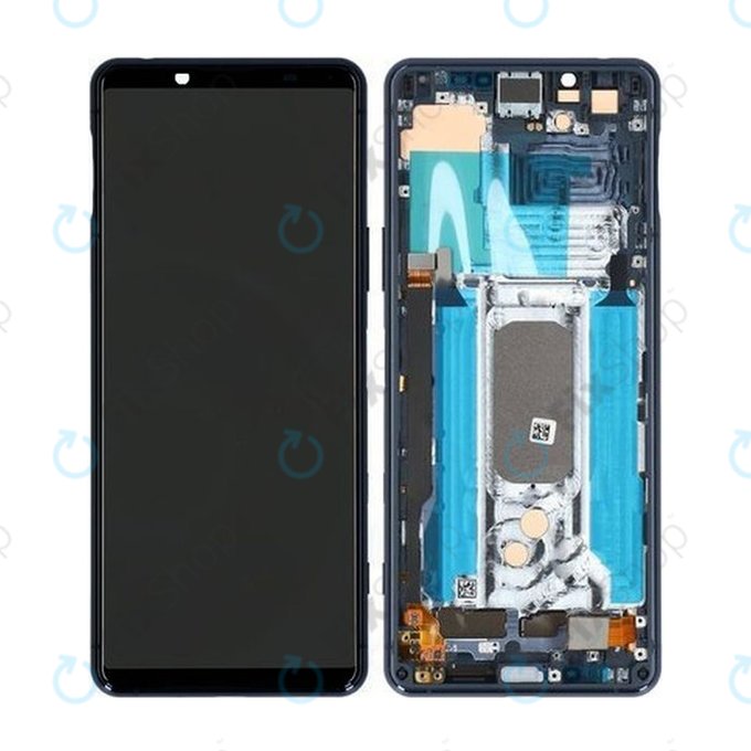 Wyświetlacz do Sony Xperia 5 II, Ekran dotykowy z ramką, A5024934A, Niebieski, Blue, Genuine Service Pack
