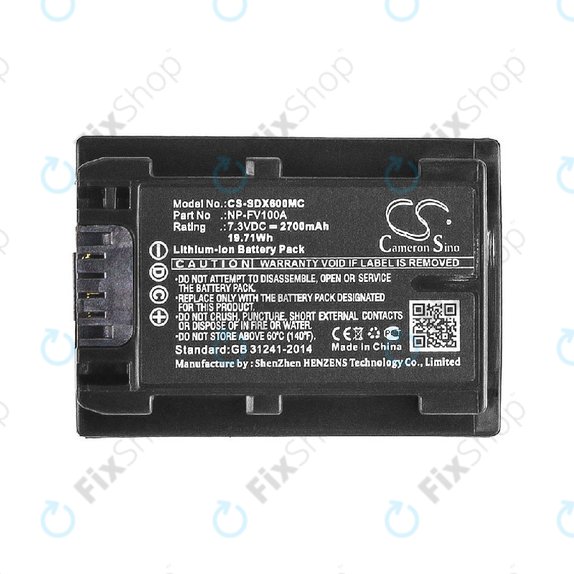 Bateria do Sony FDR-AX, HDR-CX, HDR-CX HDR-PJ, NEX-VG30, 2700mAh, Li-Ion, 7.3V, NP-FV100A, HQ