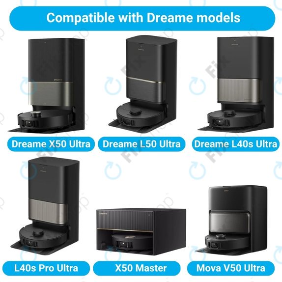 Zestaw części zamiennych do Dreame X50 Ultra, L50 Ultra, L40s Ultra, L40s Pro Ultra, X50 Master, Mova V50 (1 para szczotek główn, 2x Filtr, 2x Szczotka boczna, 4x Ściereczka mopująca, 2x Worek na kurz