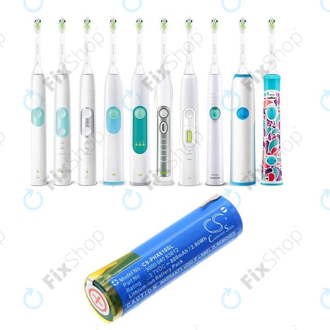 Bateria do Oral-B Genius X, Philips HX6100 Series, 800mAh, Li-Ion, 3.7V, 3000 040 83812, HQ