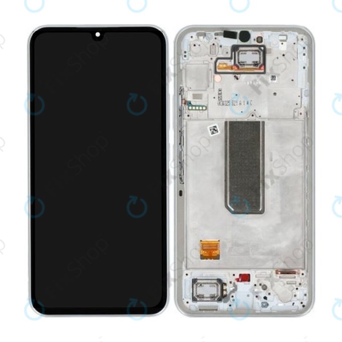 Wyświetlacz do Samsung A34 5G A346B, Ekran dotykowy z ramką, GH82-31200B, GH82-31201B, Srebrny, Silver, Genuine Service Pack