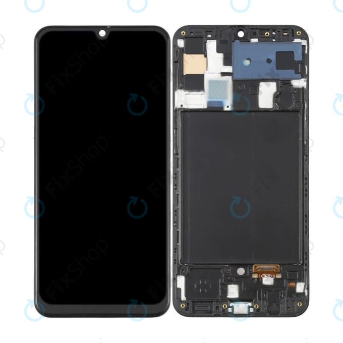 Wyświetlacz OLED do Samsung A50 A505F, Ekran dotykowy z ramką, Czarny, Black