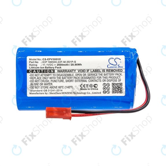 Bateria do Electropan ilife V5, V5s, 2600mAh, Li-Ion, 11.1V, ICP 186500-22F-M-3S1P-S, HQ