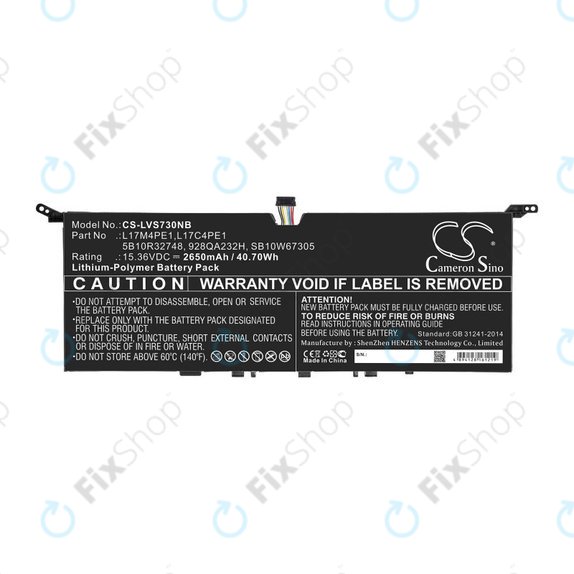 Bateria do Lenovo IdeaPad 730-13, 2650mAh, Li-Pol, 15.36V, 5B10R32748, HQ