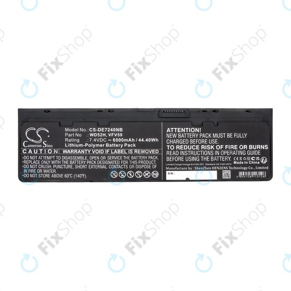 Bateria do Dell Latitude E7240, 7250, 12, 6000mAh, Li-Pol, 7.4V, VFV59, HQ