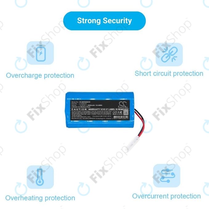 Bateria do Xiaomi Essential (Mijia G1), Flyco FC-seria, myVacBot SN500, Panasonic MC-seria, Phicomm X3, Puppy R-seria, Li-026418, Li-Ion, 14,8V 2600mAh, HQ