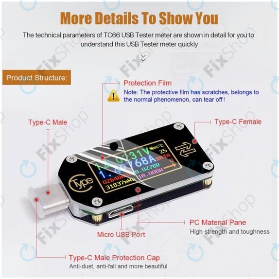 Multimetr USB (USB‑C), Joy-it JT-TC66C