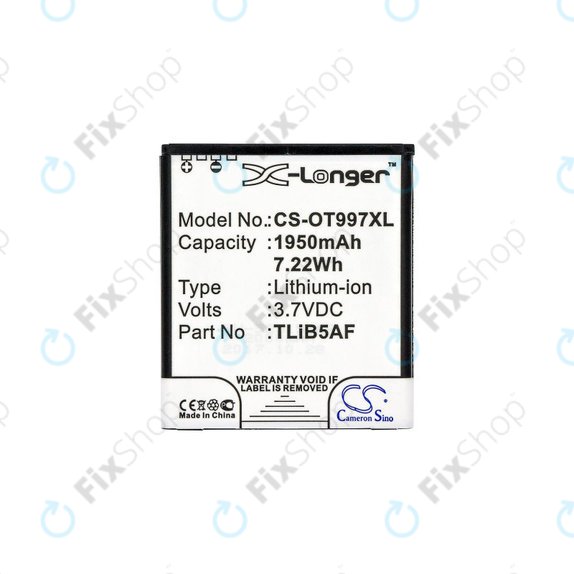Bateria do Alcatel One Touch 997, X Pop, TCL S710, S800, 1950mAh, Li-Ion, 3.7V, TLiB5AF, HQ