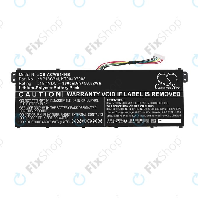 Bateria do Acer ConceptD 3, Spin 5, Swift 3, 5, X, Travelmate Spin P4, 3800mAh, Li-Pol, 15.4V, AP18C7M, HQ