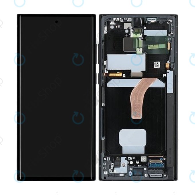 Wyświetlacz do Samsung S22 Ultra S908B, Ekran dotykowy z ramką, GH82-27488E, GH82-27489E, Grafitowy, Graphite, Genuine Service Pack