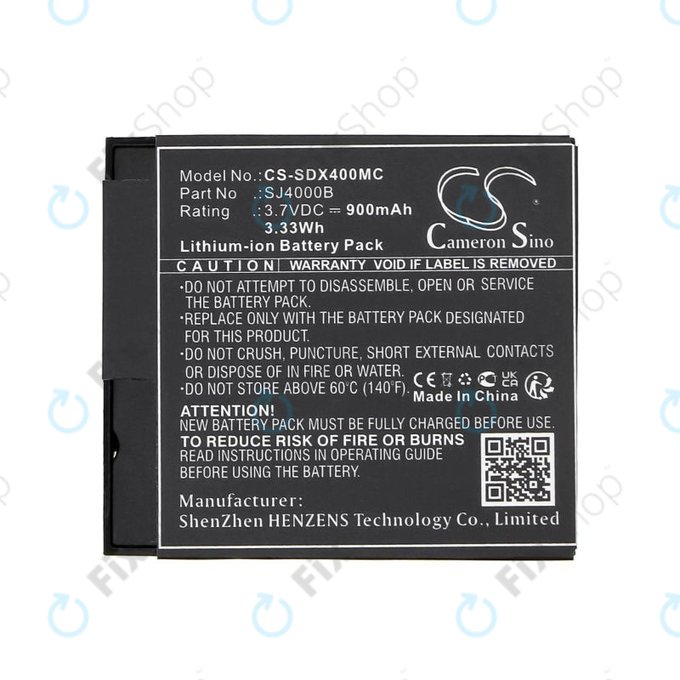 Bateria do SJCAM SJ4000, SJ5000, 900mAh, Li-Ion, 3.7V, SJ4000B, HQ