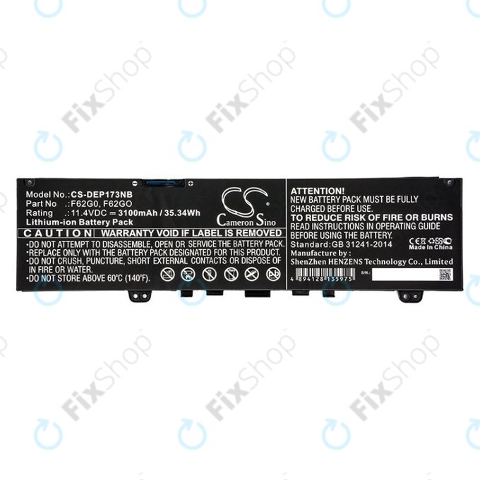 Bateria do Dell Inspiron 13, 7373, Vostro 13, 3100mAh, Li-Ion, 11.4V, F62G0, HQ