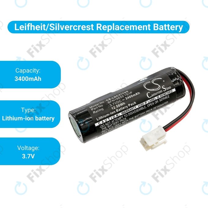 Bateria do Leifheit Dry&Clean 51000, 51002, 51113, 51114, BFN18650, 1S1P, Li-Ion, 3.7V, 3400mAh, HQ
