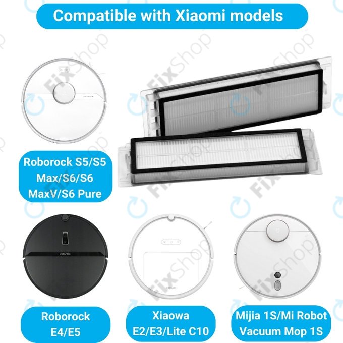 Filtr HEPA do Xiaomi Roborock S5 (Mijia 1S), S5 Max, S6, S6 MaxV, S6 Pure, E4, E5, Mi Robot Vacuum Mop 1S, Xiaowa E2, E3, Lite C10, 2 szt.