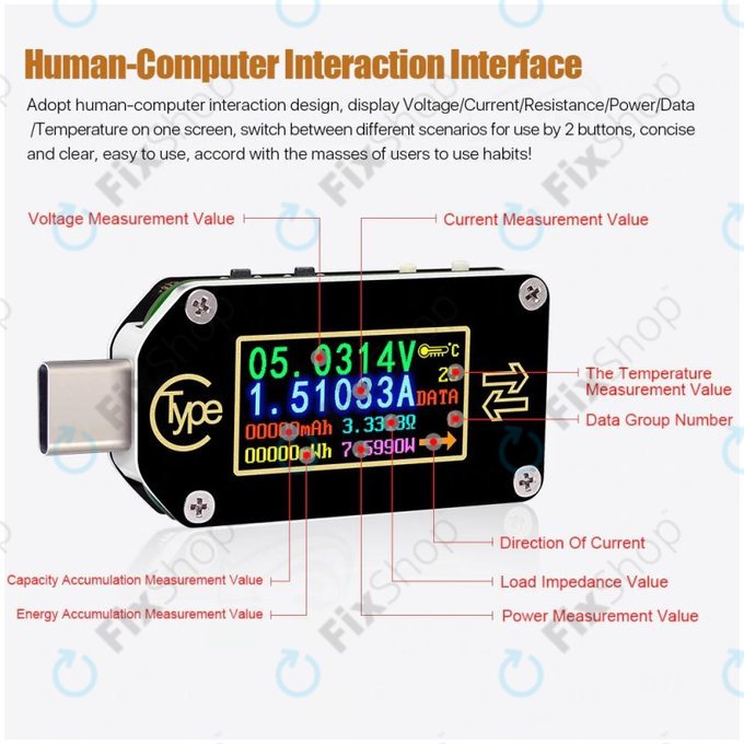 Multimetr USB (USB‑C), Joy-it JT-TC66C