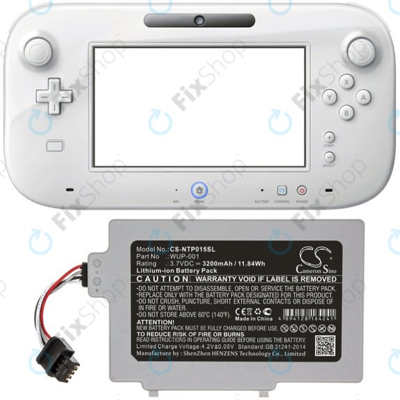Bateria do Nintendo Wii U GamePad, 3200mAh, Li-Ion, 3.7V, WUP-001, HQ