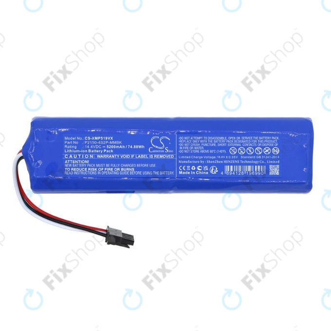 Bateria do Xiaomi Mi Robot Vacuum Mop 2 Ultra, Roidmi EVE Max, Dreame D10s Pro, L10, L10s Pro, Ultra, L20 Ultra, P2150-4S2P-MMBK, Li-Ion, 14,4V 5200mAh, HQ