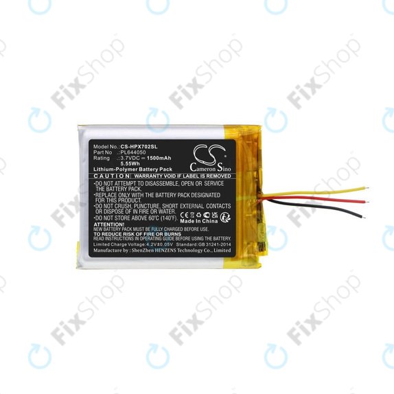 Bateria do HyperX Cloud Flight, Cloud Alpha, 1500mAh, Li-Pol, 3.7V, PL644050, HQ