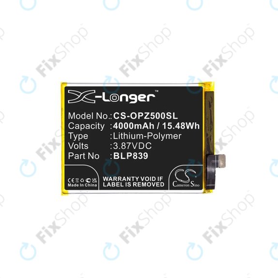 Bateria do Oppo Reno 5 Z 5G CPH2211, BLP839, 4000mAh, HQ