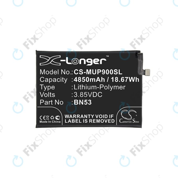 Bateria dla Xiaomi Redmi Note 9 Pro, 4850mAh, Li-Pol, 3.85 V, BN53, HQ