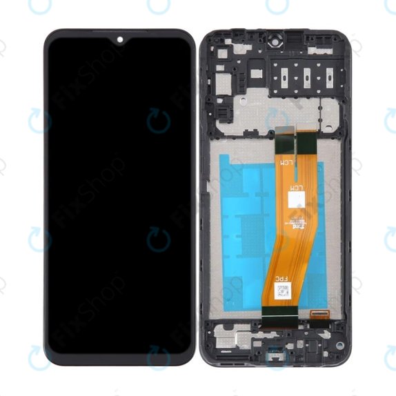 Wyświetlacz do Samsung A14 A145R, Ekran dotykowy z ramką, Czarny, Black, TFT