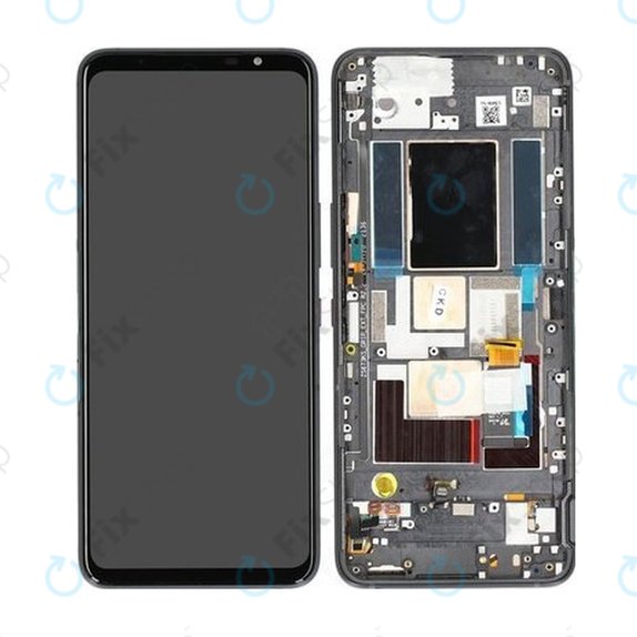 Wyświetlacz do Asus ROG Phone 5s, 5s Pro ZS676KS, Ekran dotykowy z ramką, 90AI0091-R20020, Czarny, Black, Genuine Service Pack