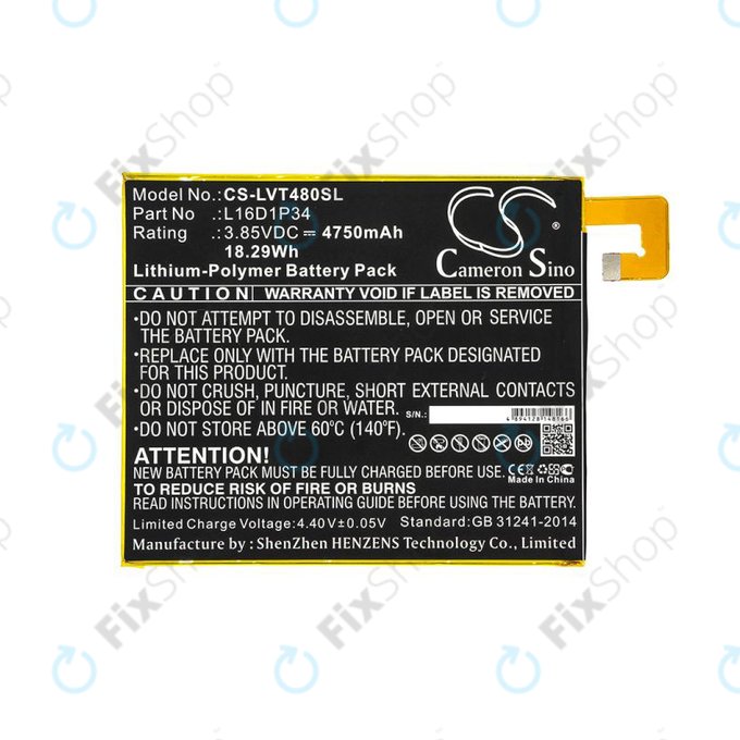 Bateria do Lenovo Tab4 8, 4750mAh, Li-Pol, 3.85V, L16D1P34, HQ