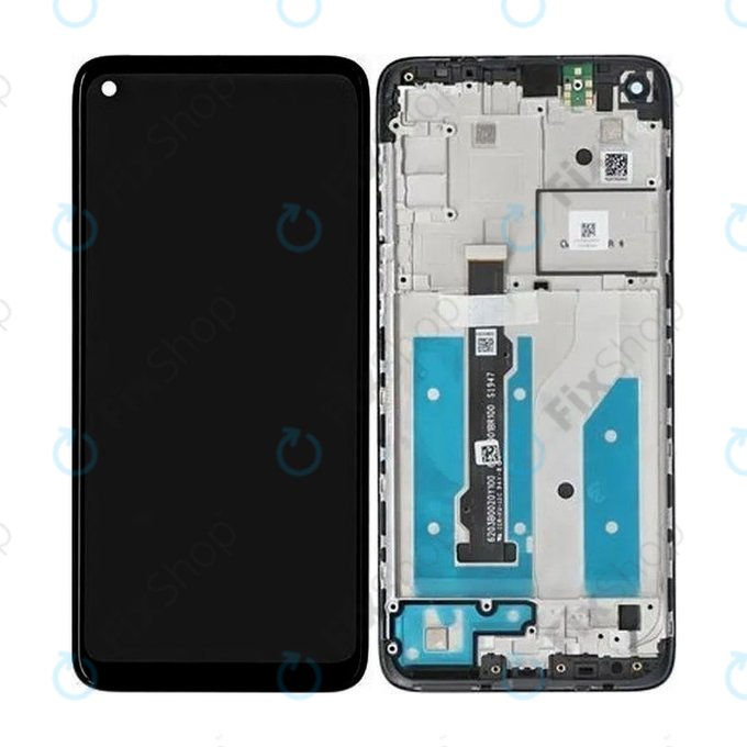 Wyświetlacz do Motorola Moto G8 XT2045, Ekran dotykowy z ramką, 5D68C16383, Czarny, Black, Genuine Service Pack