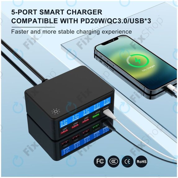 Stacja ladujaca USB z USB 3.0 & USB-C, FixPremium