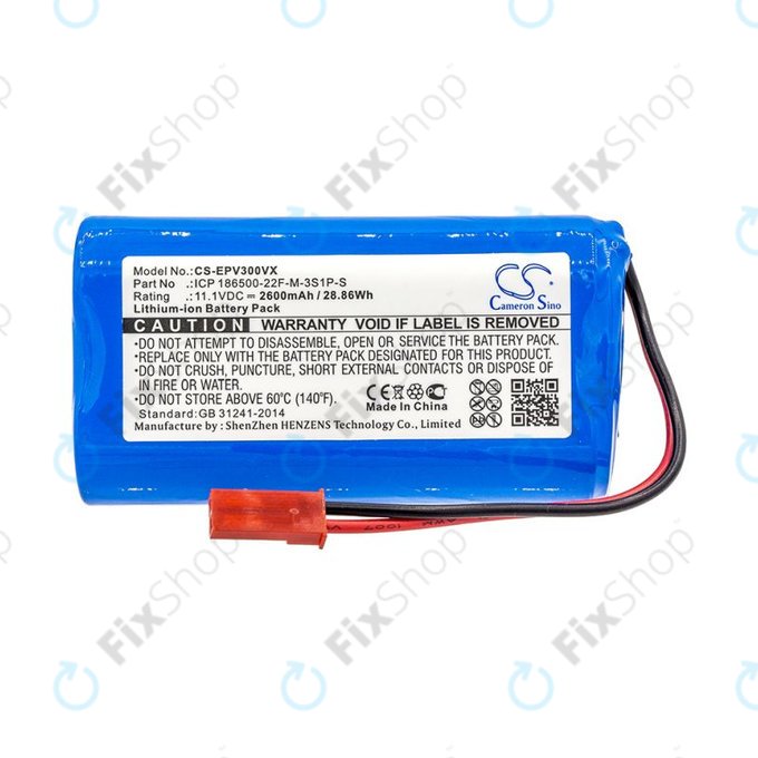 Bateria do Electropan ilife V5, V5s, 2600mAh, Li-Ion, 11.1V, ICP 186500-22F-M-3S1P-S, HQ