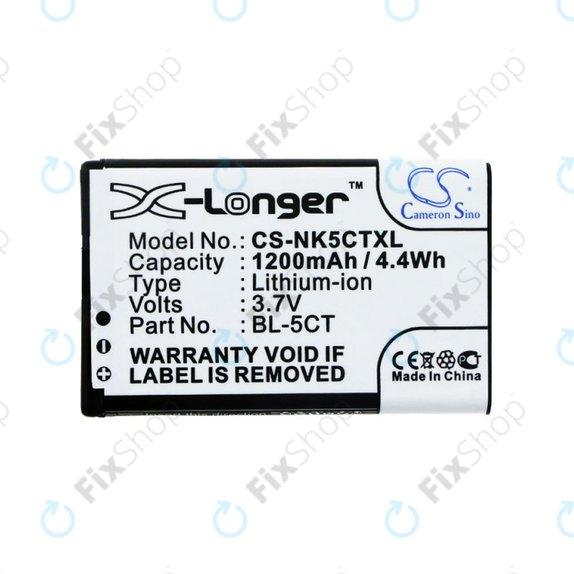 Bateria do Nokia 5220, 5630, 6303, 6700, C5, 1200mAh, Li-Ion, 3.7V, BL-5CT, HQ