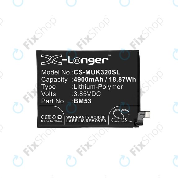 Bateria dla Xiaomi Mi 10T 5G M2007J3SY, 4900mAh, Li-Pol, 3.85 V, BM53, HQ