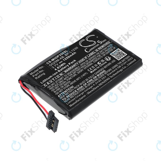 Bateria do Mitac Mio P350, P550, 1250mAh, Li-Ion, 3.7V, BL-LP1230, HQ