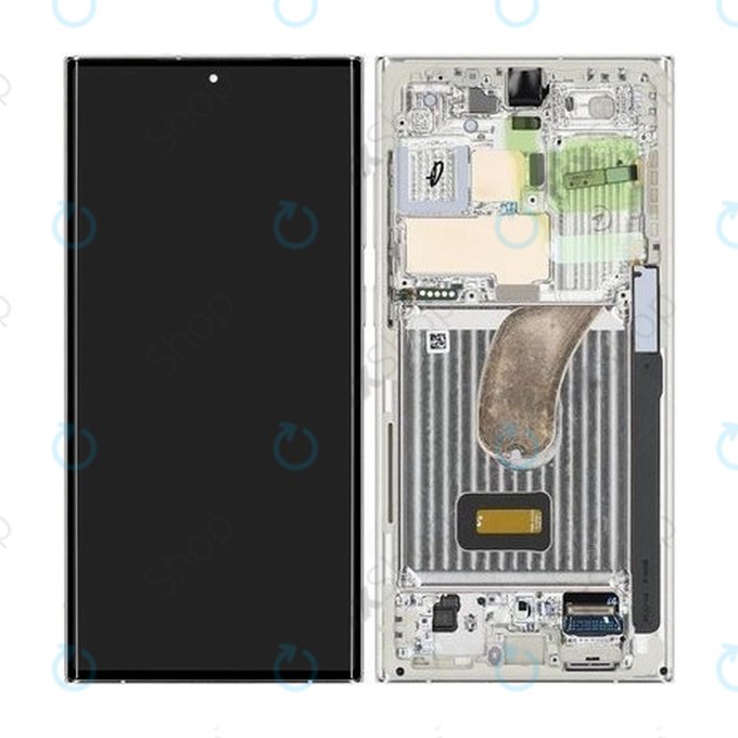 Wyświetlacz do Samsung S23 Ultra S918B, Ekran dotykowy z ramką, Kremowy, Cream, GH82-30466B, GH82-30465B, Genuine Service Pack