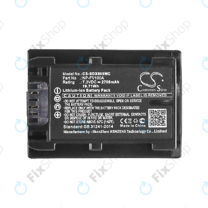 Bateria do Sony FDR-AX, HDR-CX, HDR-CX HDR-PJ, NEX-VG30, 2700mAh, Li-Ion, 7.3V, NP-FV100A, HQ