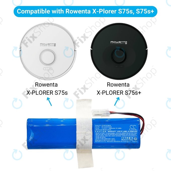 Bateria do Rowenta X-PLORER S75s, S75s+, SS-2230002528, Li-Ion, 14,4V 2600mAh, HQ