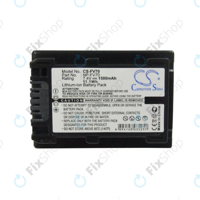 Bateria do Sony DCR-DVD, HC, SR, HDR-CX, HC, PJ, XR, NEX-VG, 1500mAh, Li-Ion, 7.4V, NP-FV70, HQ