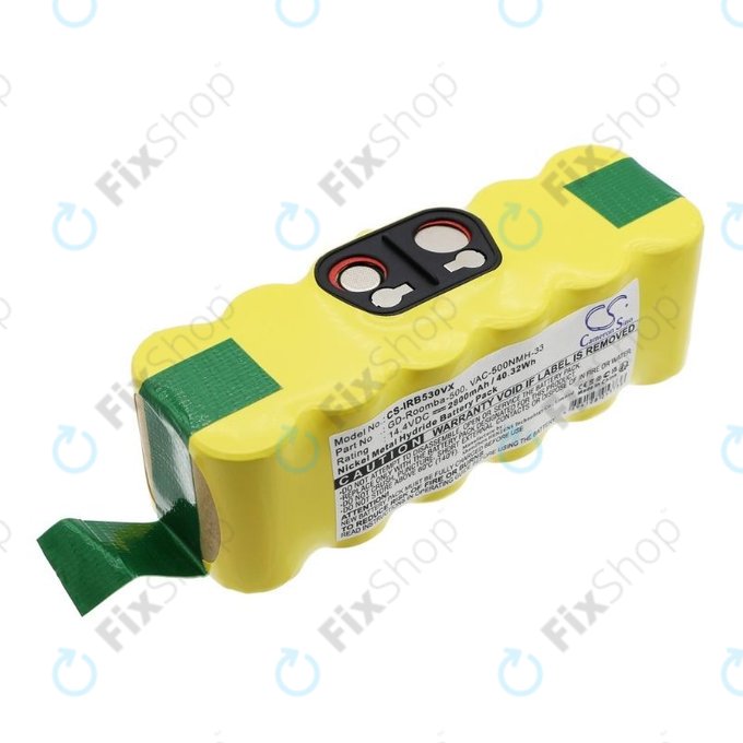 Bateria do iRobot Roomba 500, 600, 700, 800, 900-seria, R3, Scooba 450, Vileda 137173, 11702, GD-Roomba-500, VAC-500NMH-33 Ni-MH 14,4V 2800mAh HQ