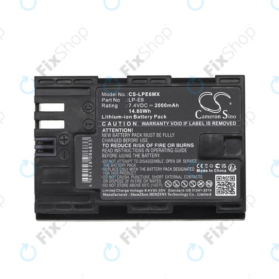 Bateria do Canon EOS 5D Mark II, EOS 7D, EOS 70D, 2000mAh, Li-Ion, 7.4V, LP-E6, HQ
