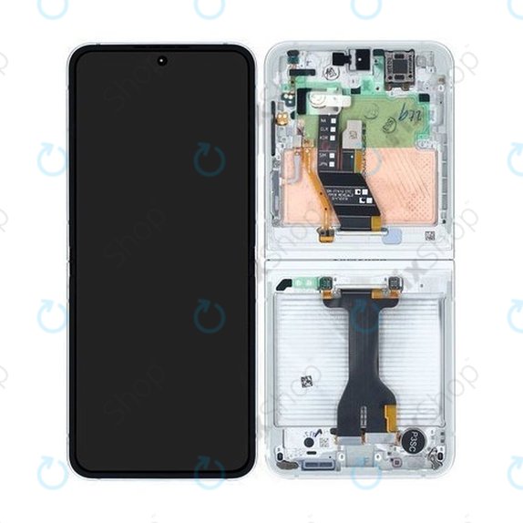 Wyświetlacz do Samsung Z Flip 6 F741B, Ekran dotykowy z ramką, GH82-35014F, Biały, White, Genuine Service Pack