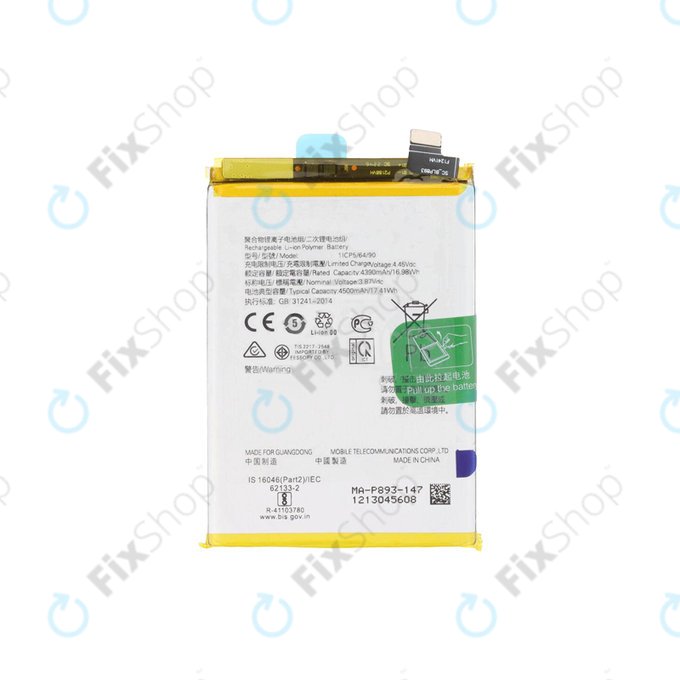 Bateria do Oppo Reno 7 5G, Find X3 Neo, Find X5 Lite, BLP855, 4500mAh