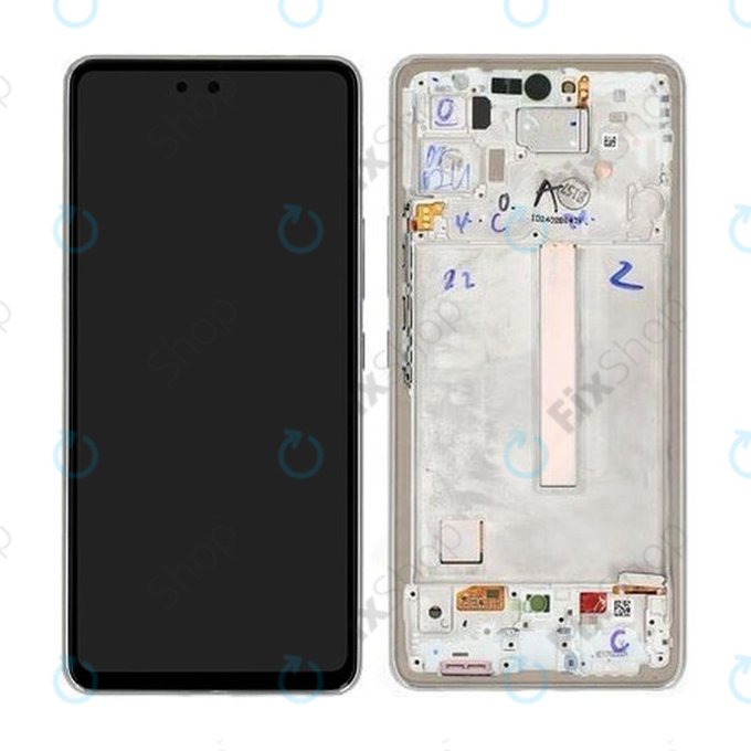 Wyświetlacz do Samsung A53 5G A536B, Ekran dotykowy z ramką, GH82-28024B, GH82-28025B, Awesome White, Genuine Service Pack