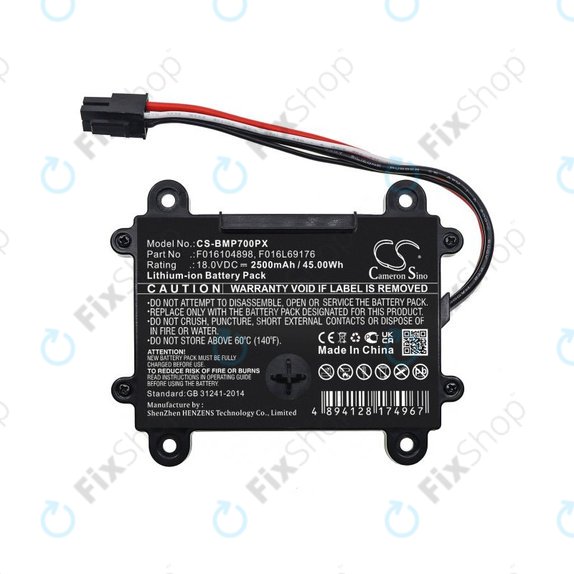 Bateria do Bosch Indego 350, 400, M 700, Indego S+ 350, 2500mAh, Li-Ion, 18V, F016104898, HQ