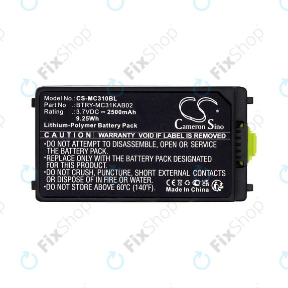 Bateria do Symbol, Zebra MC3100, MC3190, 2500mAh, Li-Pol, 3.7V, BTRY-MC31KAB02, HQ