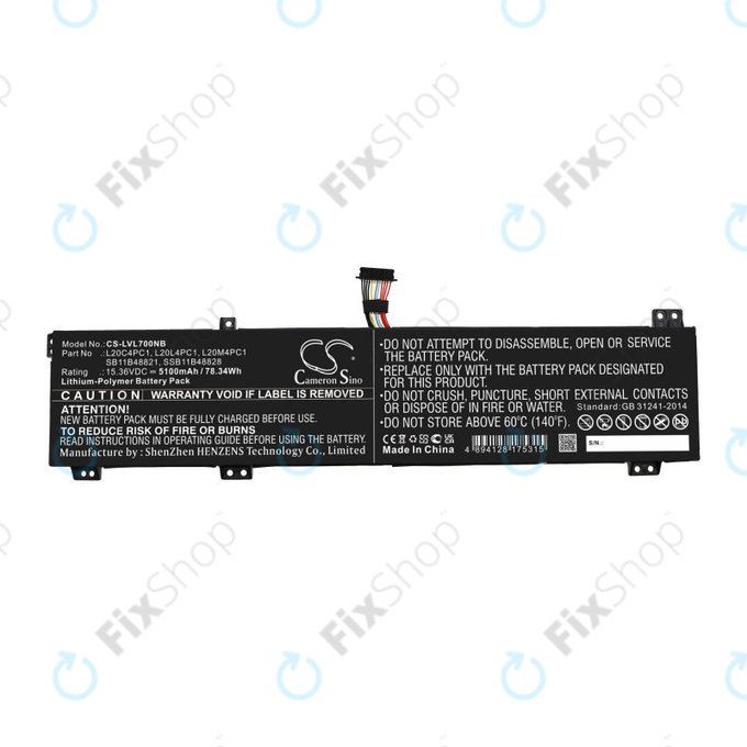 Bateria do Lenovo Legion 5, 5 Pro, 7, 7i, R7000p, 5100mAh, Li-Pol, 15.36V, L20C4PC1, HQ