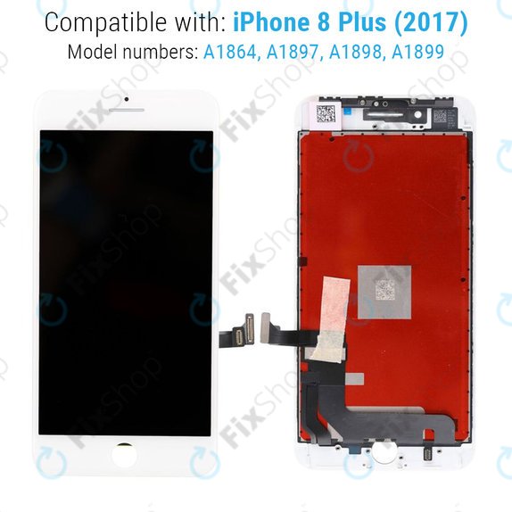 Wyświetlacz dla iPhone 8 Plus, White, Ekran dotykowy z ramką