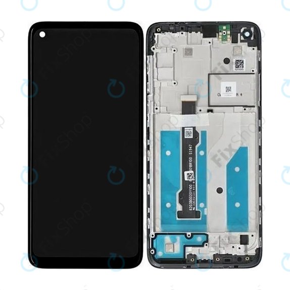 Wyświetlacz do Motorola Moto G8 XT2045, Ekran dotykowy z ramką, 5D68C16383, Czarny, Black, Genuine Service Pack