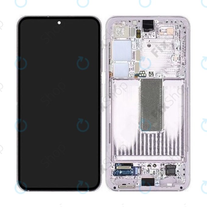 Wyświetlacz do Samsung S23 S911B, Ekran dotykowy z ramką, Lawendowy, Lavender, GH82-30481D, GH82-30480D, Genuine Service Pack