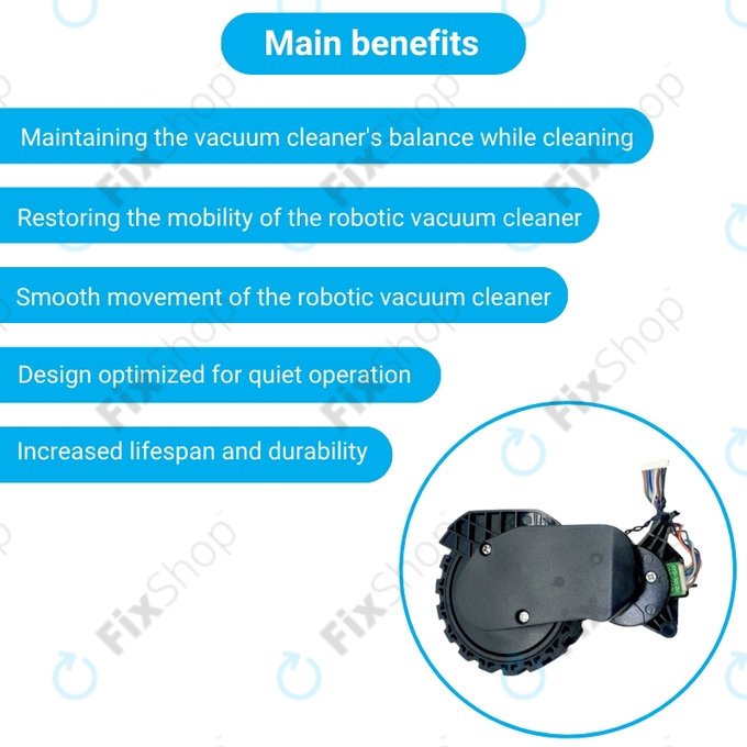 Koło z silnikiem do Xiaomi Robot Vacuum X20, S10, Dreame X30, X20, X10 Pro, Right, Czarny, Black